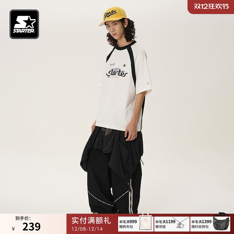 STARTER T恤新款男女同款防晒速干宽松时尚休闲运动球衣短袖上衣