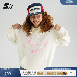 上衣 复古宽松休闲运动百搭米白色长袖 STARTER卫衣秋季 女生美式