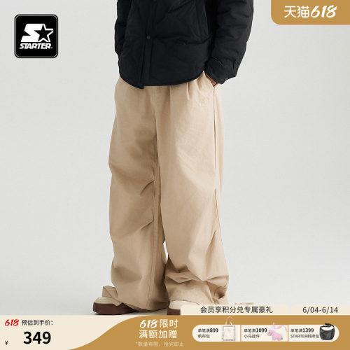 STARTER梭织长裤2024秋季新款男女休闲运动户外100%棉长裤裤子