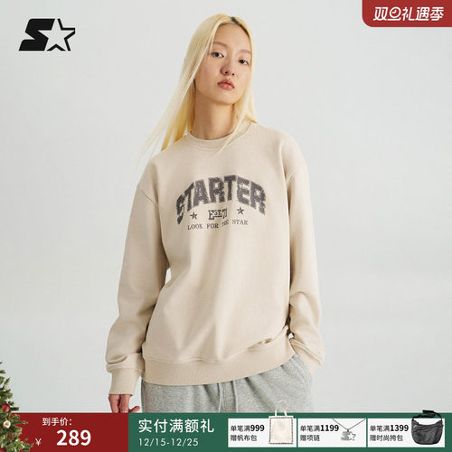 STARTER卫衣秋冬男女同款休闲保暖印花圆领套头长袖百搭时尚上衣