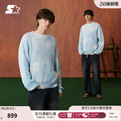 毛织衫 纯棉复古做旧男套头卫衣女款 蓝色上衣 新款 STARTER毛衣春季