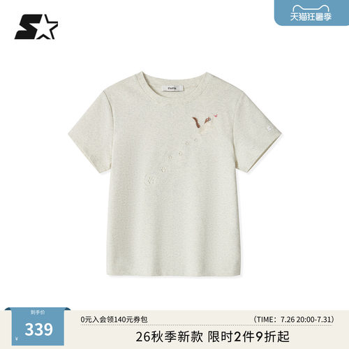 STARTER短袖T恤2026夏季新款女生百搭休闲运动显瘦时尚短袖上衣