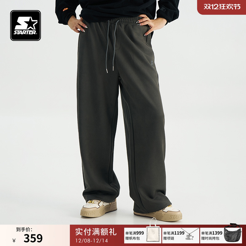 STARTER针织长裤2024秋冬新款男女同款松紧腰宽松运动休闲直筒裤