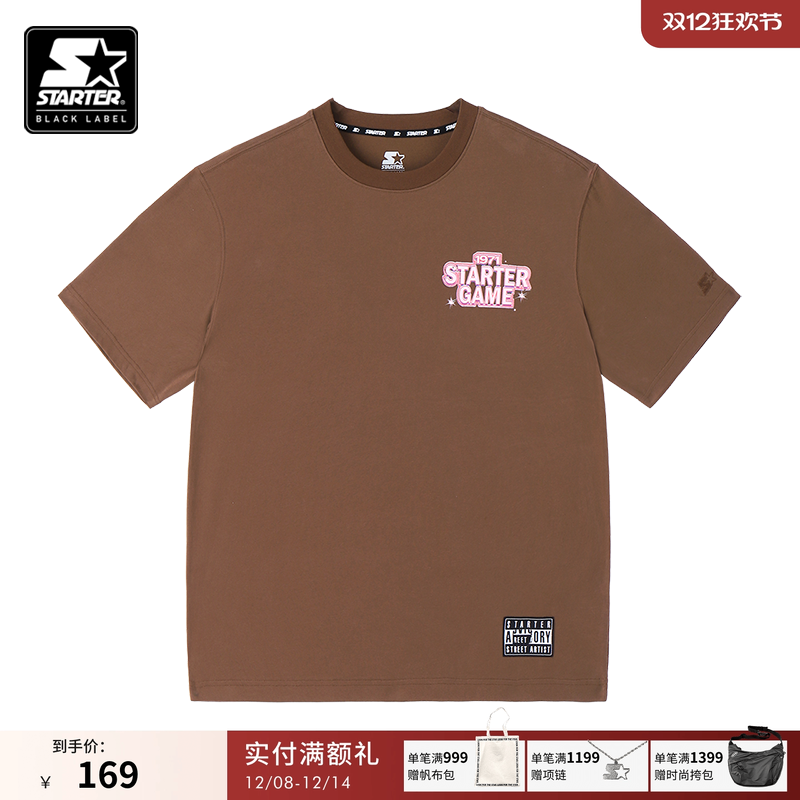 STARTER T恤新款男女同款棉休闲运动百搭宽松纯棉印花短袖上衣