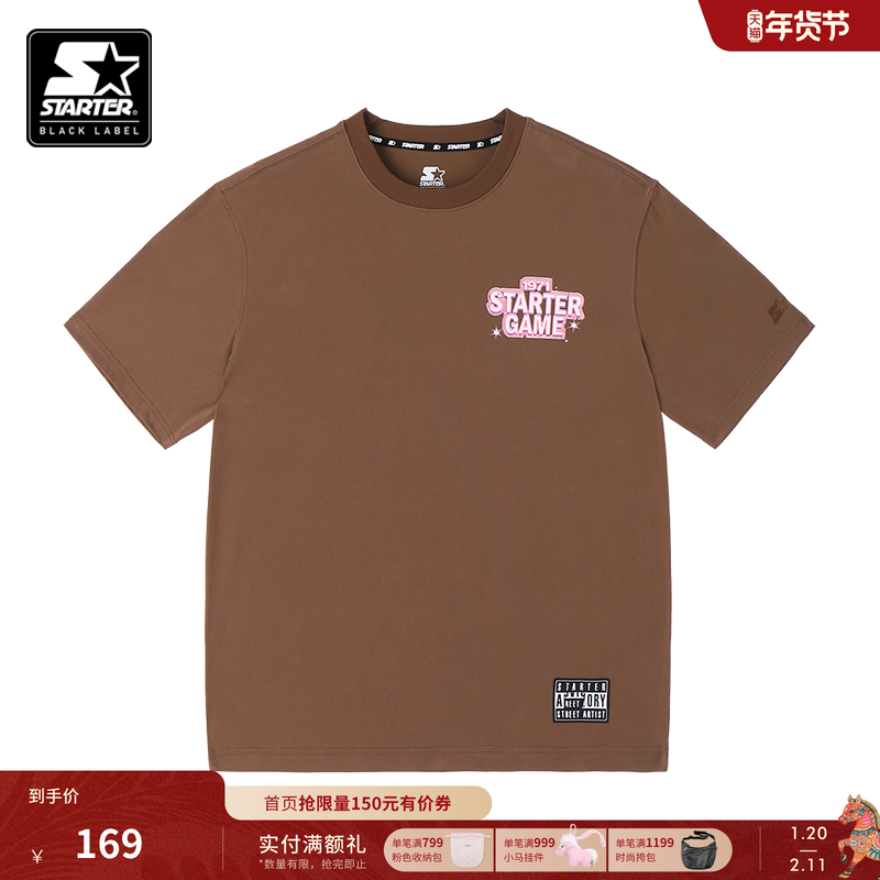 STARTER T恤新款男女同款棉休闲运动百搭宽松纯棉印花短袖上衣