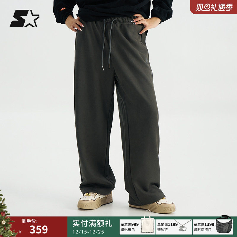 STARTER针织长裤2024秋冬新款男女同款松紧腰宽松运动休闲直筒裤