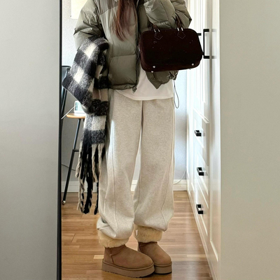 女童加绒阔腿裤儿童一体绒卫裤