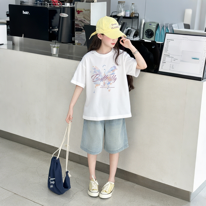 女童牛仔短裤夏装2025新款外穿儿童五分裤夏季12岁女孩中裤大童装