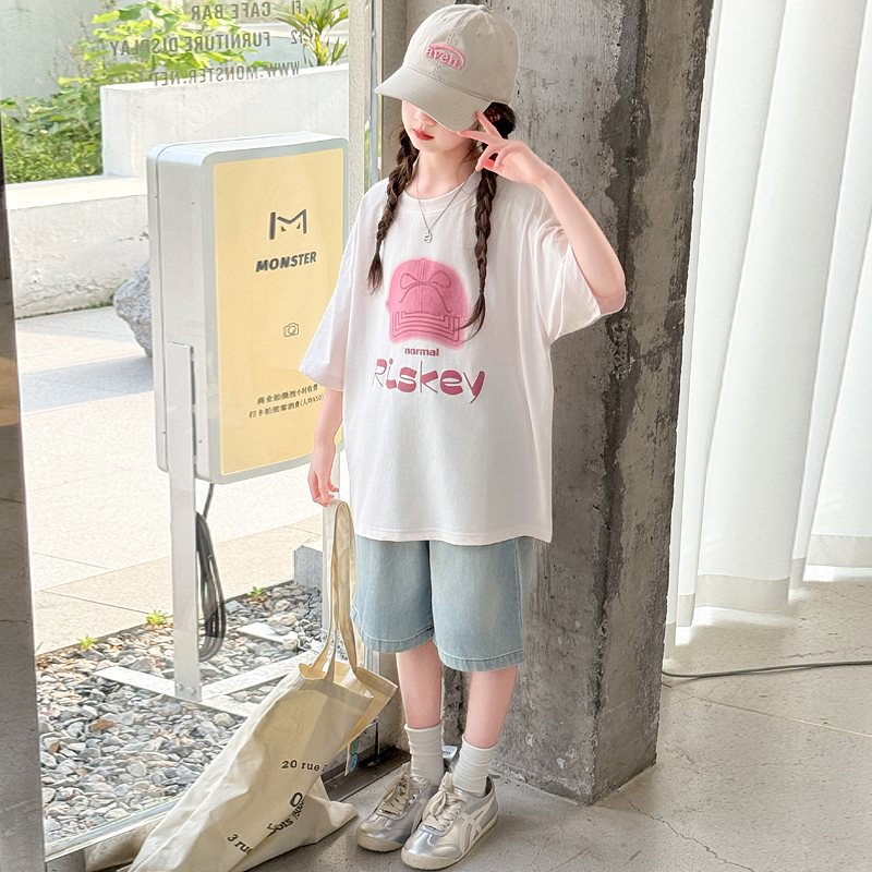 女童牛仔短裤夏装2025新款儿童五分裤夏季薄款12岁女孩大童装中裤