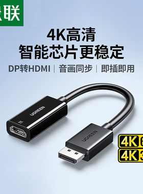 绿联dp转hdmi转接头4k高清电脑主机显卡连接显示器屏电视转换线口