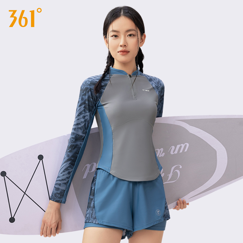 361泳衣女款分体式2025年新款成人长袖防晒保守显瘦海边冲浪泳装