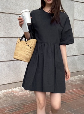 十三行acme ground棉麻连衣裙女2024夏季韩版气质显瘦连衣裙21826