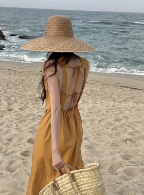 acme ground背心连衣裙女2023夏季新韩版气质百搭显瘦露背连衣裙