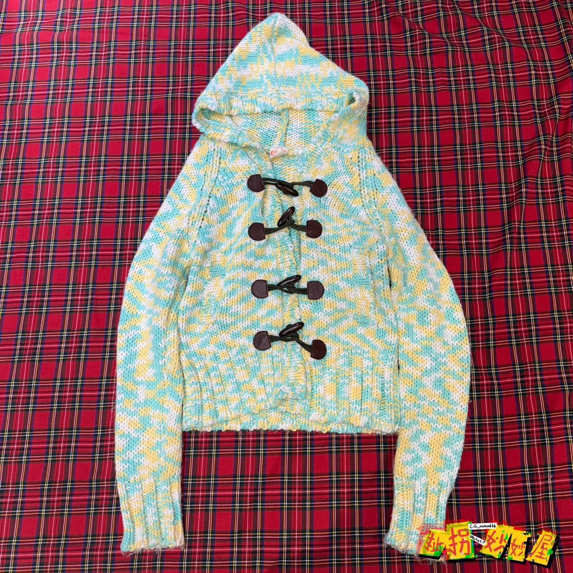 【现货掉落】cocolulu日牌中古稀有孤品可爱针织外套牛角扣连帽