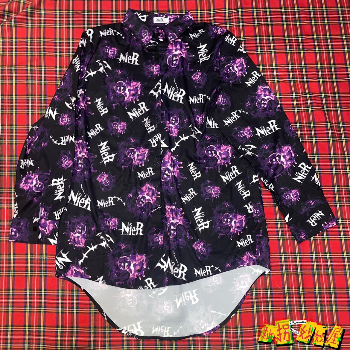 【现货掉落】NieR日牌中古稀有孤品黑紫oversize衬衫朋克原宿古早