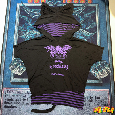 【现货掉落】deorart日牌中古稀有孤品可爱猫耳oversize连帽短袖