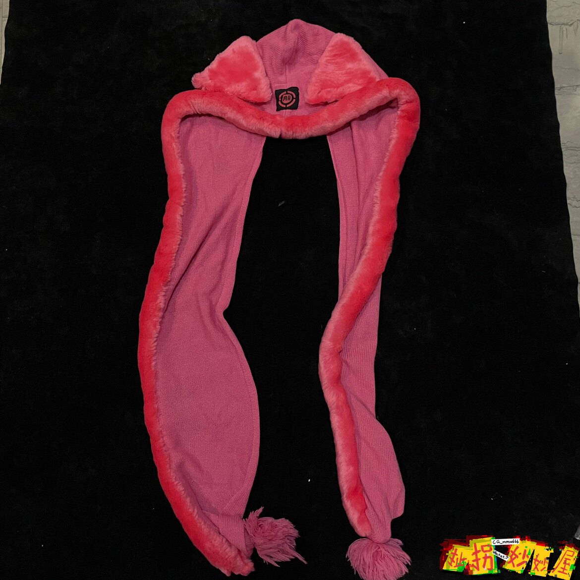 【现货掉落】mam日牌中古稀有孤品可爱猫耳连帽围巾原宿y2k