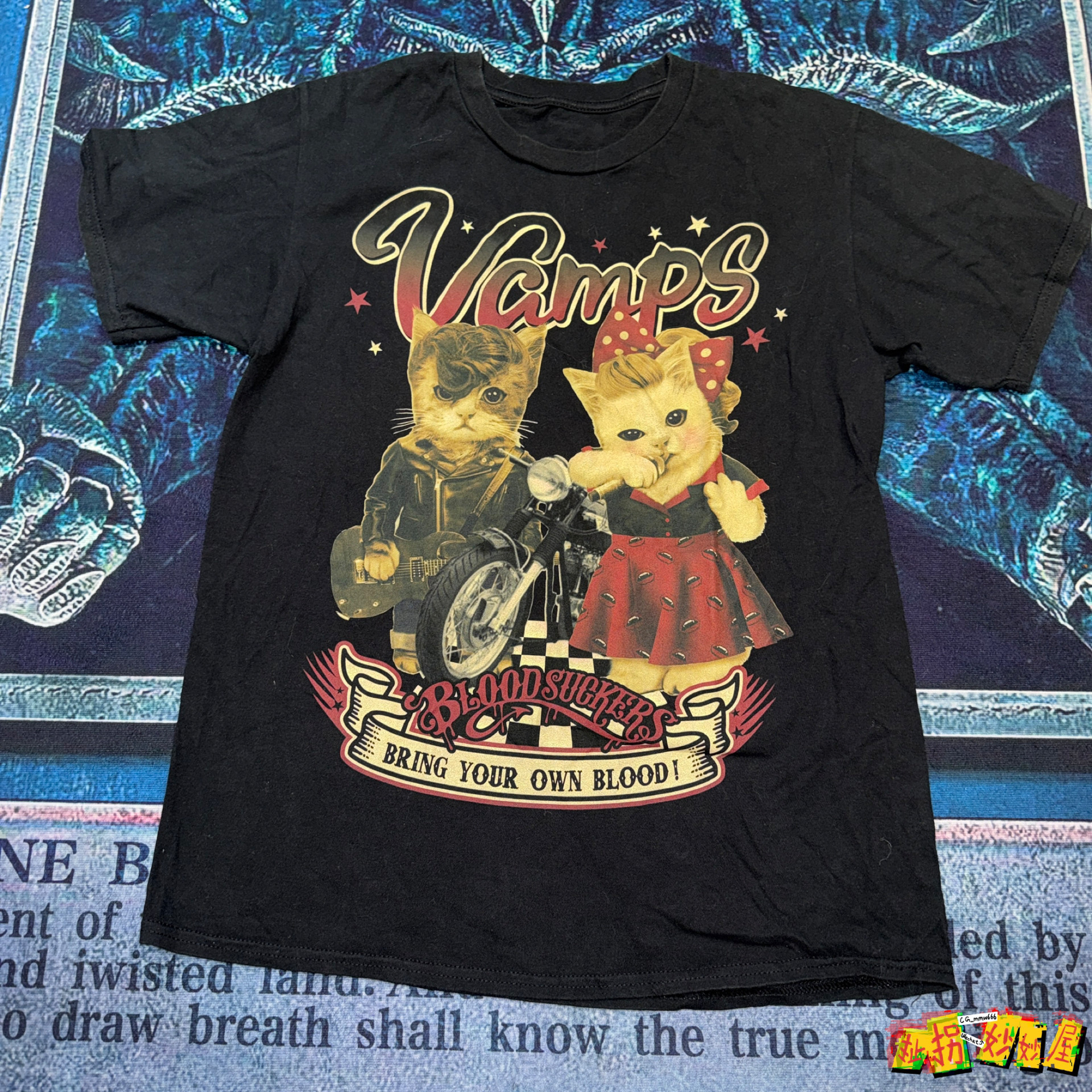 【现货掉落】vamps日牌中古稀有孤品可爱猫猫印花T恤原宿风短袖