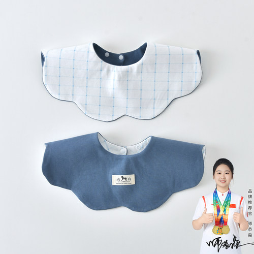 韩版ins风纯棉婴儿围嘴360度旋转不防水透气宝宝口水巾碎花大尺寸