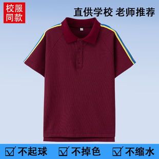 衫 中小学生校服夏季 拼织带校服短袖 短袖 班服英伦风 男女儿童T恤袖
