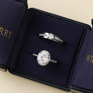 奢华款结婚仿真活口对戒椭圆形鸽子蛋克拉假钻戒婚礼仪式道具