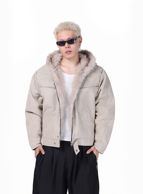 CLAEFON 美式短款连帽座山雕加厚棉服男女cleanfit设计感棉衣外套