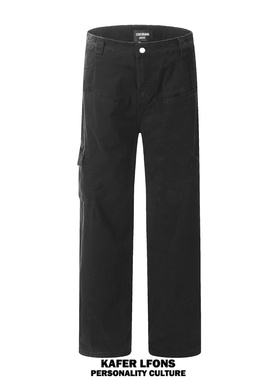 KAFER 美式复古水洗工装伐木裤男美拉德直筒宽松休闲潮流阔腿裤子