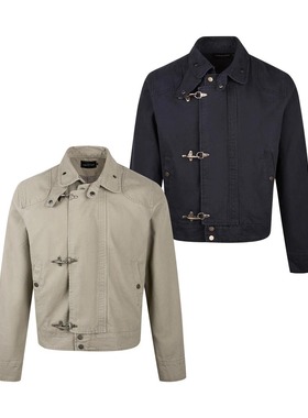EME 原创解构拼接飞机扣夹克男复古做旧vintage短款龙虾扣外套ins