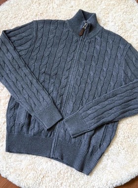 MADEEXTREME 美式复古姣花纹浮雕针织毛衣开衫休闲立领拉链外套潮