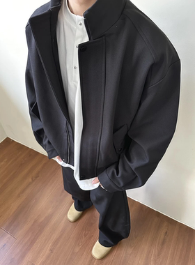 MADEEXTREME 纯色立领夹克男女春季美式简约高级感宽松飞行员外套
