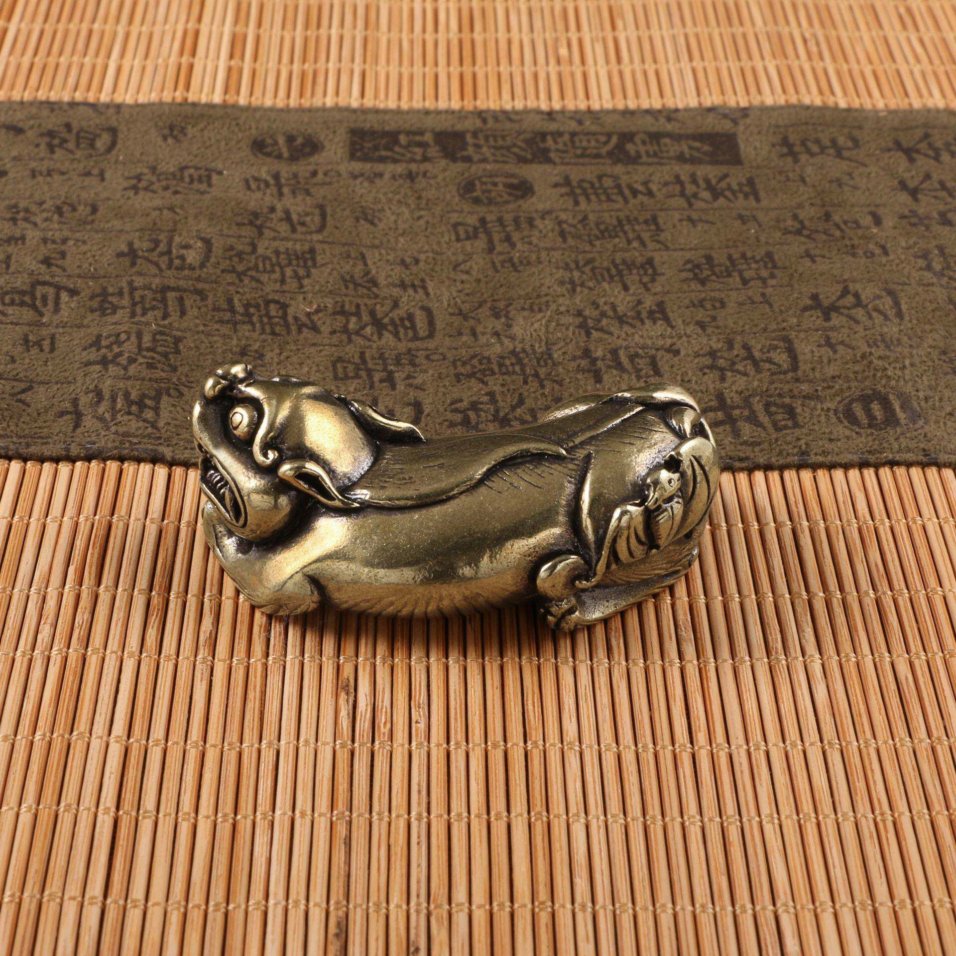 实心黄铜貔貅小摆件皮丘手把件仿古玩铜器古董杂项收藏工艺品