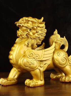 铜貔貅摆件办公室客厅店铺装饰铜貔貅一对皮丘公母黄铜工艺品
