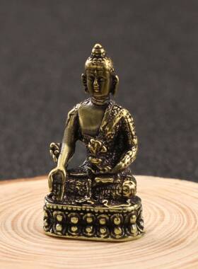 仿古玩实心铜拈花佛祖摆件做旧黄铜释迦牟尼佛阿弥陀佛工艺品收藏