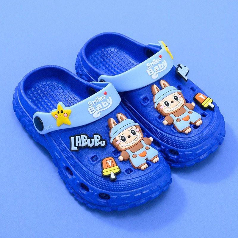 LABUBU儿童洞洞鞋卡通可爱防滑软底包头沙滩凉拖鞋包头凉拖鞋