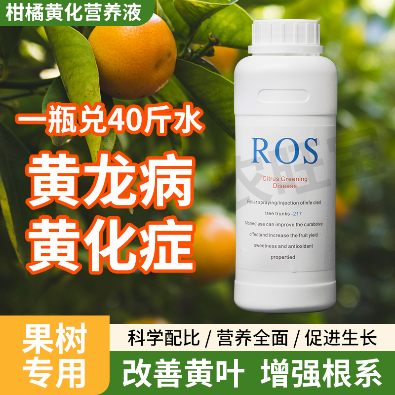 黄龙病专用药ROS柑橘脐橙柚子黄化病裂果掉果青头红鼻子果打吊瓶