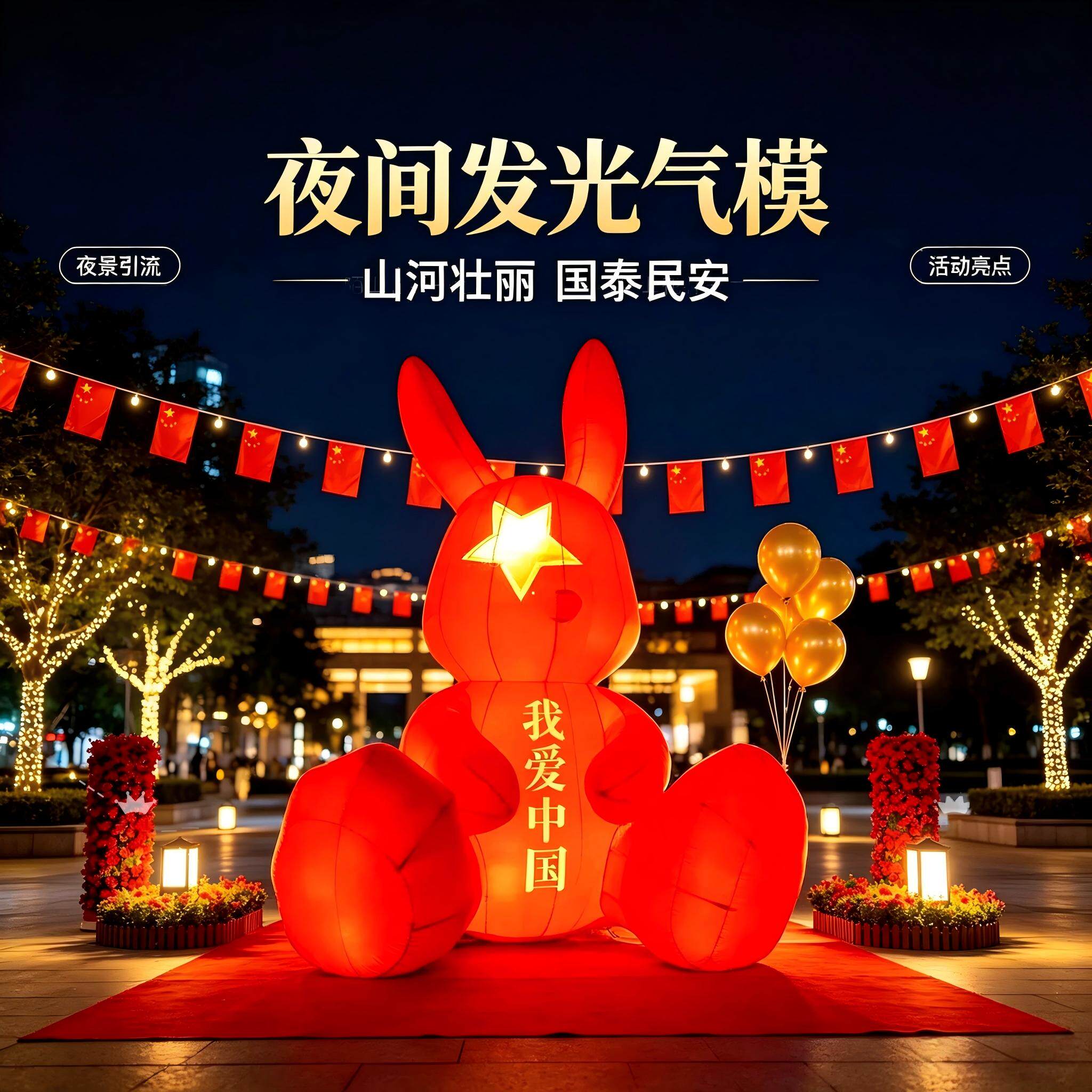 国庆发光兔子充气气模广场市集