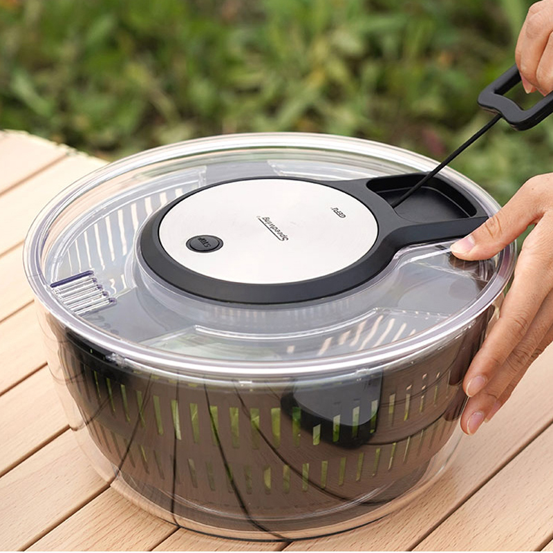 德国GEFU透明圆形手动果蔬脱水器家用甩水器厨房多功能蔬菜甩干机