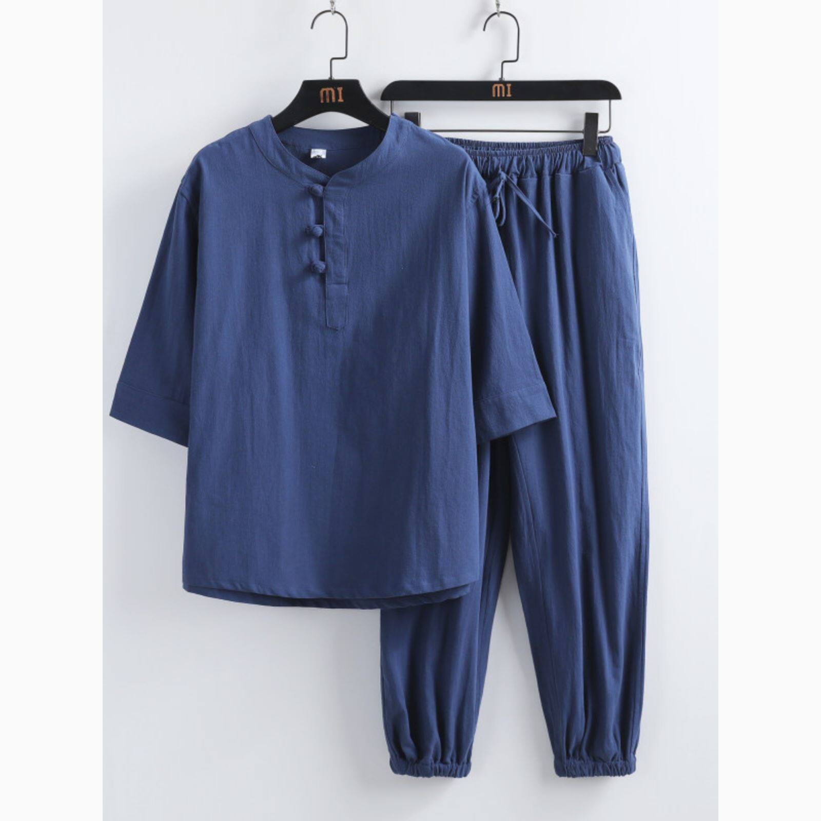 居士服男中式佛系禅意素衣套装亚麻道服拜佛衣服禅服女款禅修唐装