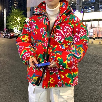 东北大花棉袄男款冬季加厚