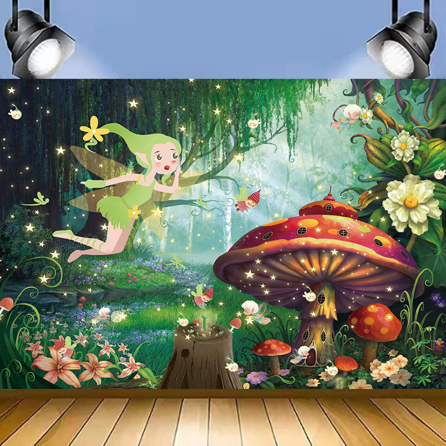梦幻森林背景布魔幻小精灵风景和海淀世界背景布