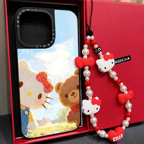 C家联名MagSafe磁吸涂鸦油画Kitty猫小熊适用iphone17手机壳16promax苹果15pro镜面保护套14plus女13/Air/12
