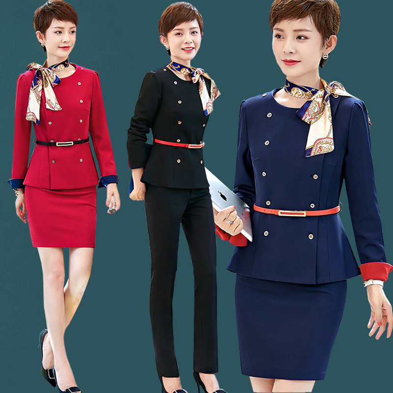 酒店前台工作服2017春秋女长袖服务员美容师空姐制服职业套装工装|msdalam kategori Butik wanita / wanita, menetapkan/pakaian seragam pelajar/seragam kerja, skirt kerjaya guaman - dari Buy2taobao.com untuk memberikan perkhidmatan ejen Taobao profesional membeli