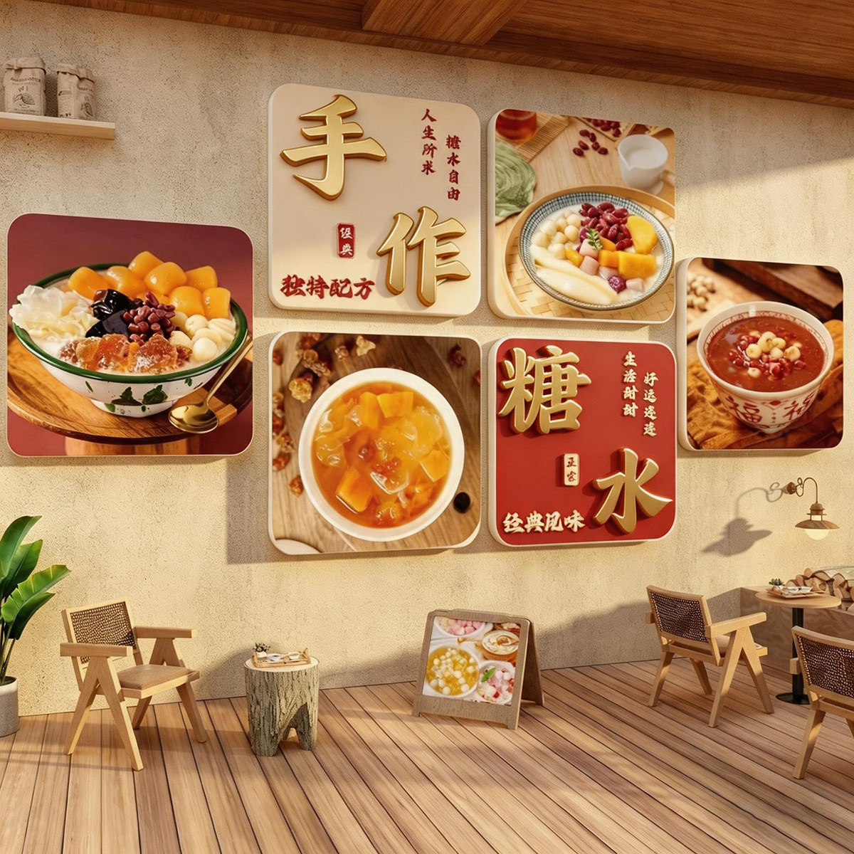 网红打卡糖水店铺墙面氛围软装饰软装墙贴