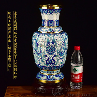 北京景泰蓝大花瓶15寸六线瓶纯手工铜胎掐丝珐琅电视柜摆件乔迁礼