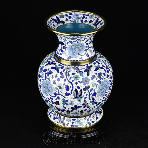 北京掐丝景泰蓝花瓶阔口花插摆件
