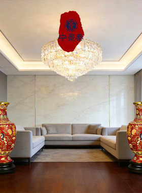 北京珐琅景泰蓝花瓶30寸落地大摆件红色双鱼福寿周器磊新年贺寿礼