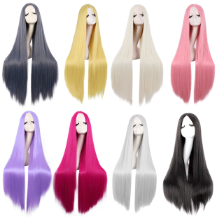 潼漫cos假发女万用长发动漫黑长直假毛古装男女适用中分古风头套