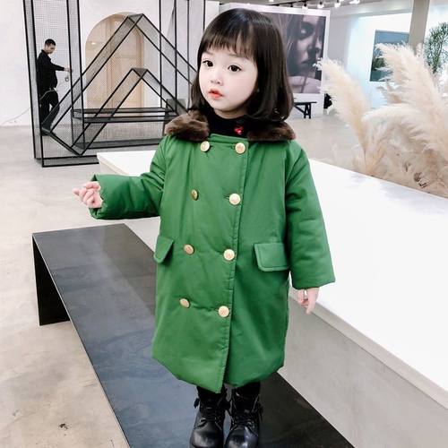 儿童军大衣加棉加厚中长款军绿色小男童外套男孩老式棉衣加绒棉服