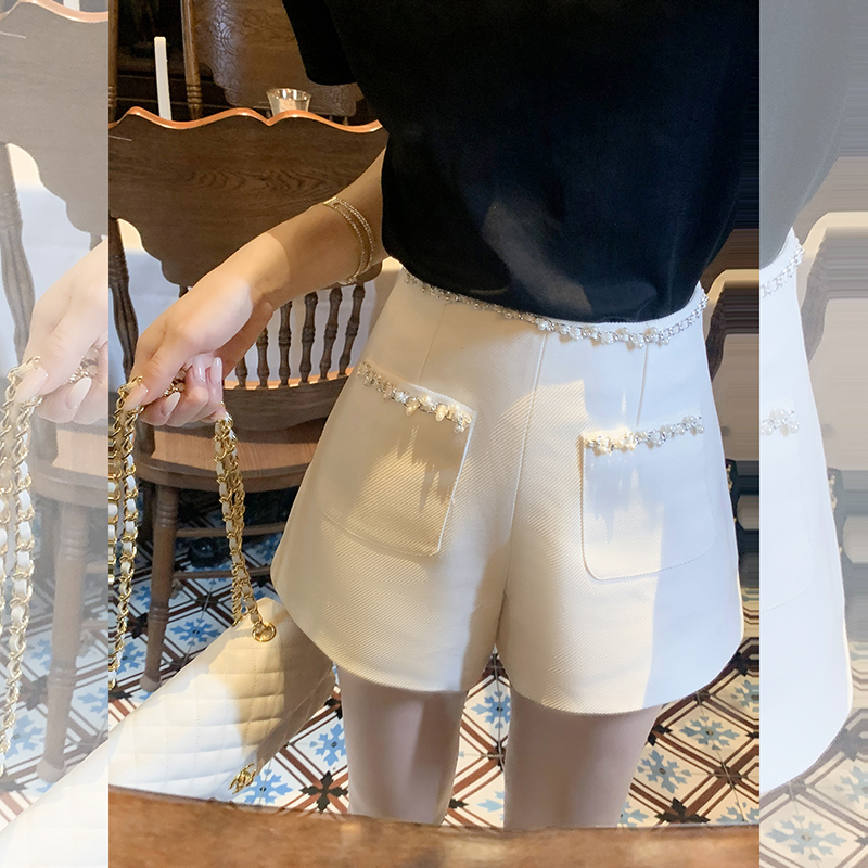 修身短裤女夏季新款百搭白色裤子