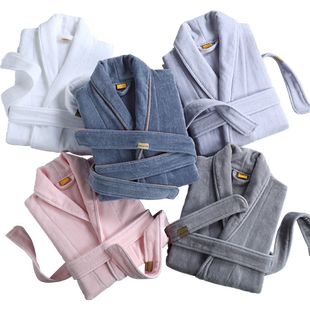 五星级酒店纯棉浴巾式浴袍男女情侣成人浴衣睡衣睡袍吸水秋冬长款